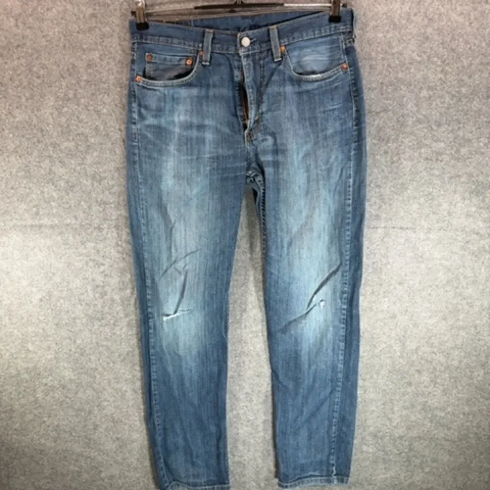 Levi's Distressed Straight Leg Jeans 32x32 - Faded Wash w/ Knee Wear